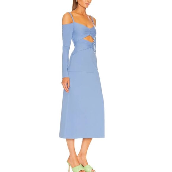 Alexis Elisabet Midi Dress Azul Blue XSmall Off the Shoulder Cocktail - Picture 3 of 6